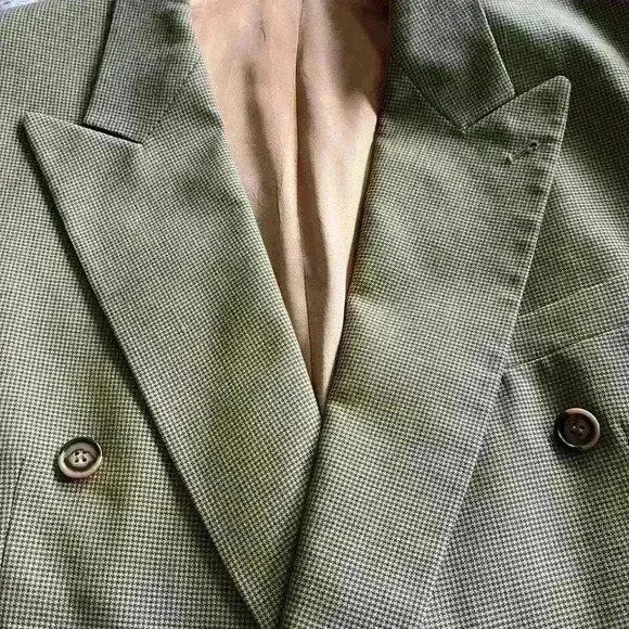 Men checkered suit tan and green - Picture 4 of 7